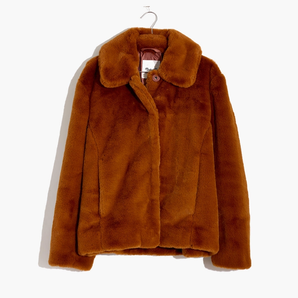 Madewell Faux Fur Crop Jacket NWOT